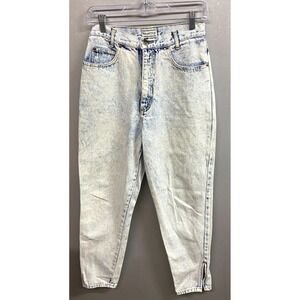 Palmettos Jeans Womens 9 Blue Denim Cotton Tapered Leg Ankle Zip Logo Acid Wash